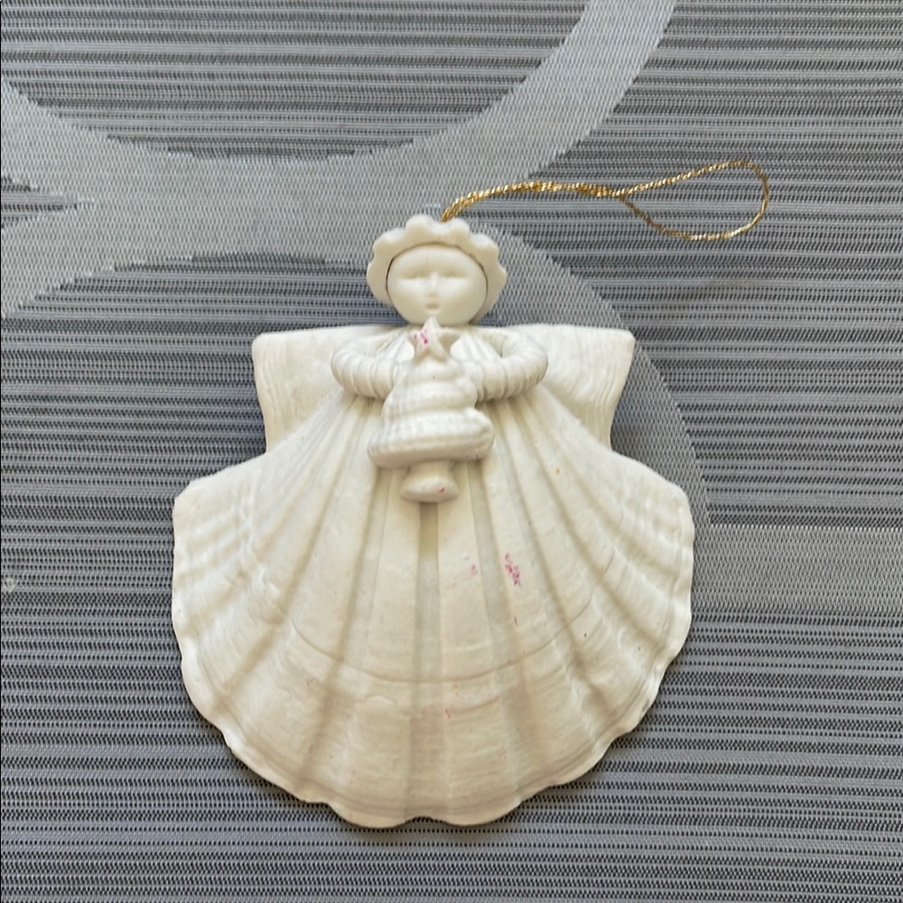 Margaret Furlong Angel Tree Elegant Cream Shell Ornament